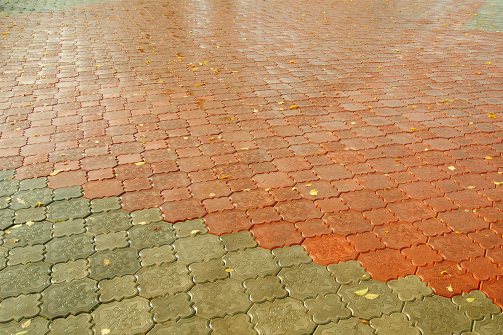 Colored floor tiles
